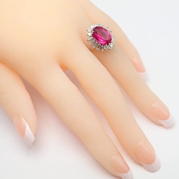 Authentic! H. Stern 18k White Gold Diamond Pink Tourmaline Ring + Earrings Set - Picture 9 of 12